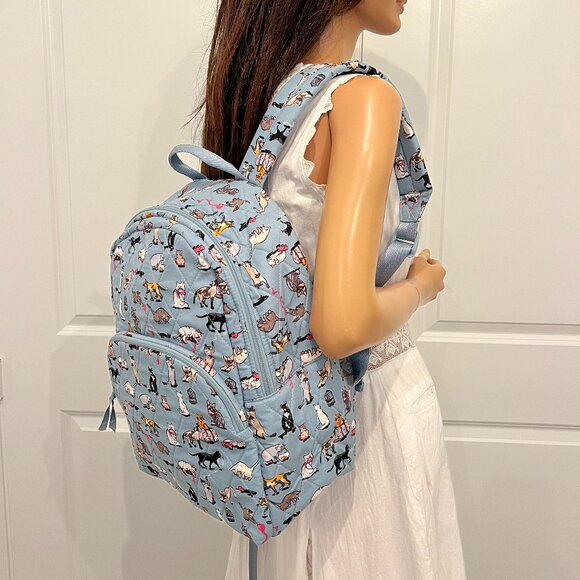 VERA BRADLEY Quilted Blue Essensial Large Cat's Meow Backpack - Picture 8 of 8